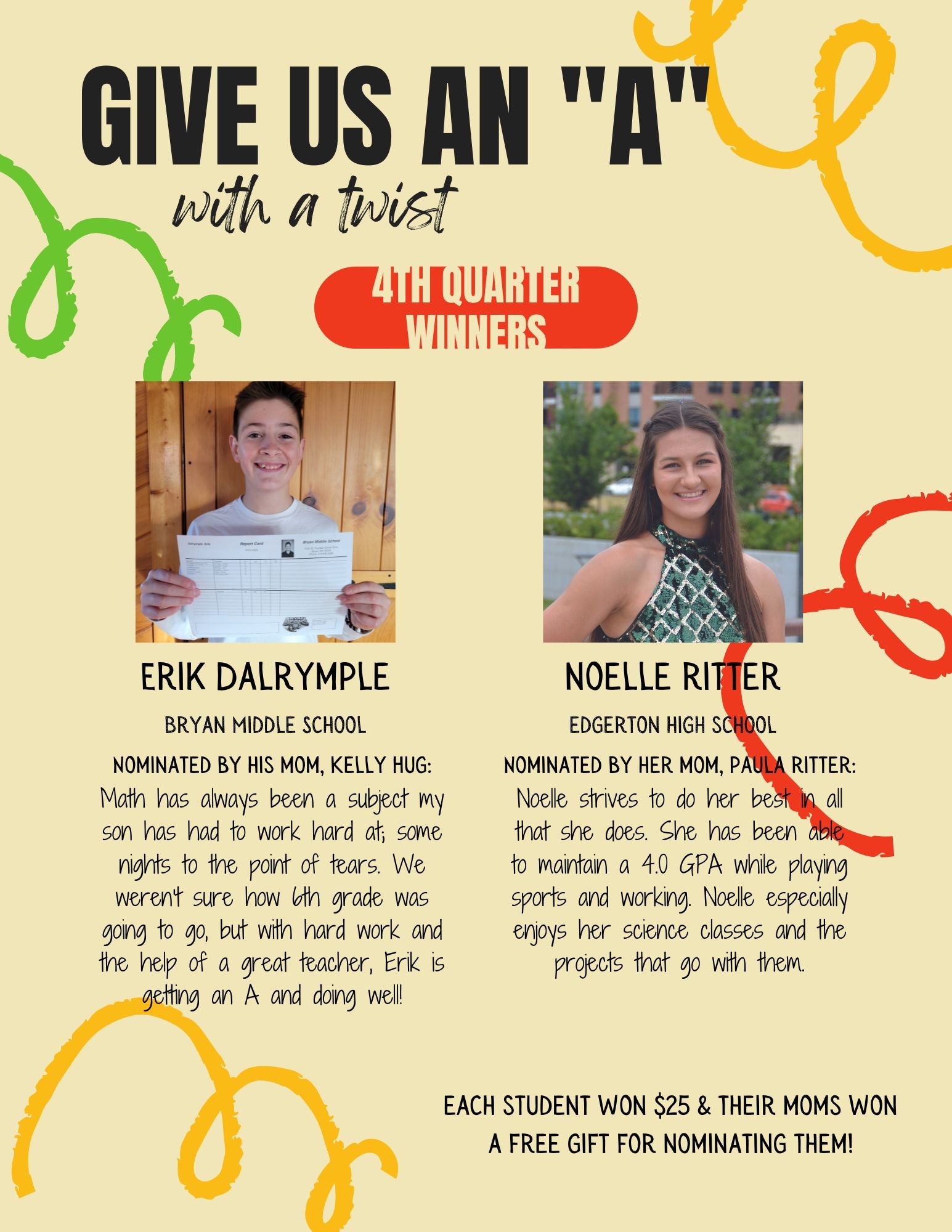poster with boy and girl contest winners