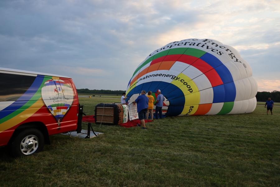 inflating the balloon in the morning