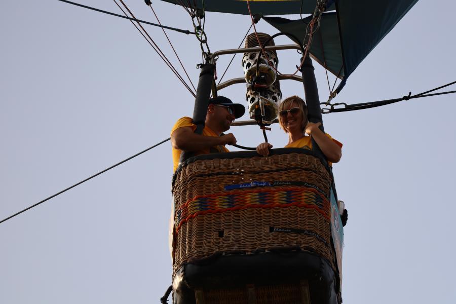 Riders in the balloon basket