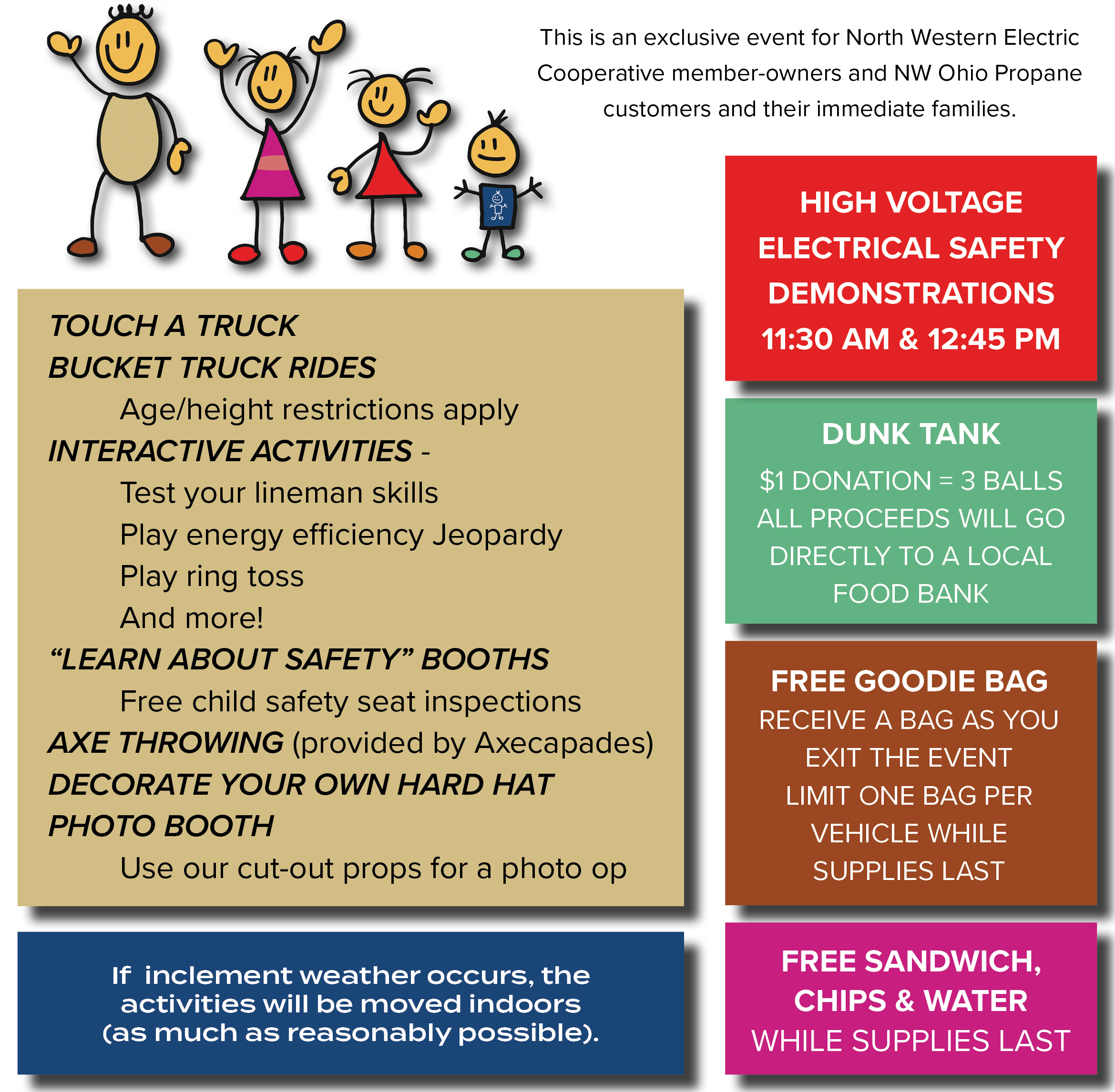 Family Fun Day list of activities with stick family graphic